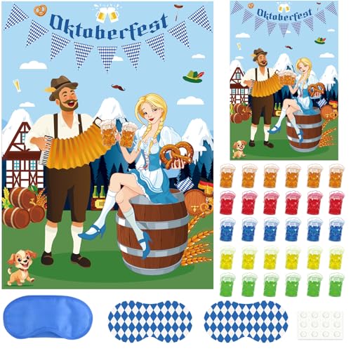 PLULON Oktoberfest Games Pin The Beer on The Hand with Beer Oktoberfest Party Decorations Funny Games Supplies for Bavarian Beer Festival Oktoberfest Party Favors - style: Oktoberfest