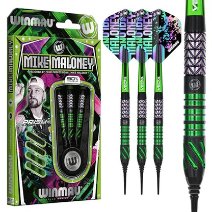 Winmau Darts - Michael Van Gerwen | Mike Maloney | Leonard Gates - Professional Players - Soft Tip Darts - Includes Dart Flights and Shafts - size: 16G - Soft Tip