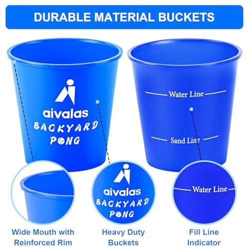 Aivalas Yard Pong Outdoor Games Glow Set in Dark, Giant Yard Pong Game for Adults and Family with 12 Buckets, 4 Balls and a Carrying Bag, Giant Pong for Beach, Camping, Lawn and Backyard - color: Green/Blue Glow in Dark