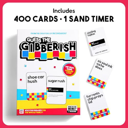 Guess The Gibberish Card Game for Families by Relatable, From The Creators of Incohereant, Fun Kids Games for Kids 12+, Game Night With Friends, Includes 400 Cards, Instructions, and 1 Sand Timer - style: Family