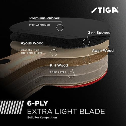 STIGA Ping Pong Paddles - 2mm Tournament-Approved Sponge - Flared Handle for Enhanced Control - Competitive Table Tennis Racket for Family Fun - Multiple Styles & Performance Levels Available - style: Talon