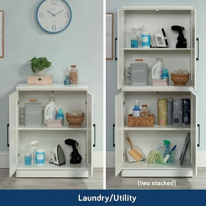 HomePlus Small Kitchen Pantry Storage Cabinet with Adjustable Shelves, Living Room Storage Cabinet, Soft White Finish - color: White