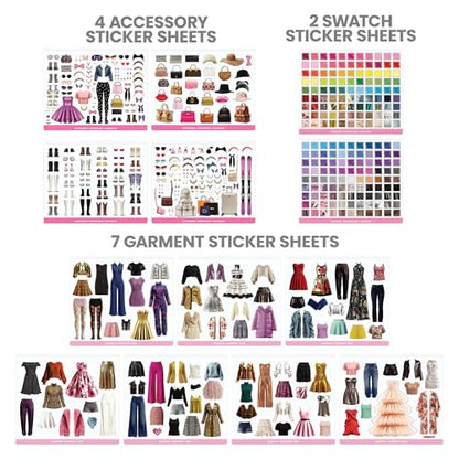 Fashion Angels Luxe Life High Fashion Design Set, Includes 500+ Stickers with Style Boards, Garments, Accessories & Fabric Swatches, Creative Fashion Design Kit for Kids Ages 6+ - style: Luxe Life