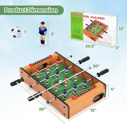 KOTEK Tabletop Foosball Table, 20-Inch Soccer Table Game with 2 Balls & Score Keepers, Portable Football Game Table for Kids, Family Night, Compact for Game Room, Arcades, Bars, Parties