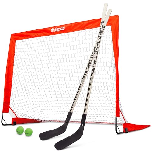 GoSports Street Hockey - Choose Between Goal Set with Sticks, Balls (6 Pack) or Sticks (2 Pack) - style: Street Hockey Goal Set