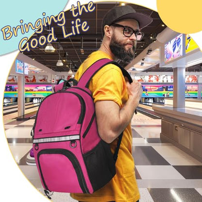 Goloni Bowling Backpack,Single Ball Bowling Bag with Shoe Compartment Up to Size 16,Bowling Bag with Padded Ball Holder - color: Pink