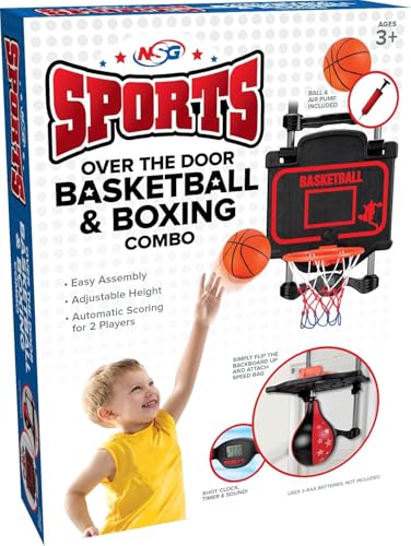 Over-the-Door Basketball & Boxing Combo – 2-in-1 Game Set with Adjustable Hoop & Speed Bag, Scoreboard & Sound Effects – Fun Indoor Sports Toy for Kids & Adults - style: Combo Hoop & Speed Bag