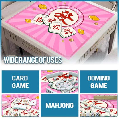 Mahjong Mat, Non-Slip Noise Reducing Game Mat, 31.5 Inch Mahjong Table Mat,Mahjong Mat with Cloth Bag and Carton Storage,Suitable for Mahjong, Dominoes, Solitaire and Other Games. (Rich-Pink) - color: Rich-pink