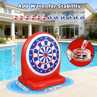Inflatable Soccer Dart Board Toss Pool Floats - Fun Water Games Set, Swimming Pool Toys, Beach Yard Outdoor Ball Play, Summer Party for Kids Ages 8–12, Teens & Adults, Indoor/Outdoor Play