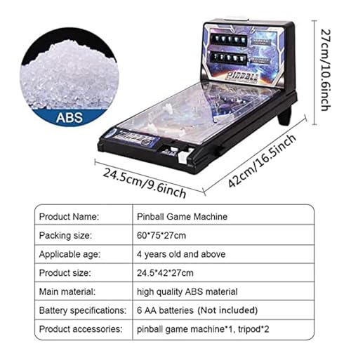 PHATM Retro Mini Tabletop Marble Game Electronic Pinball Game with Lights Sounds Desktop Marble Arcade Machine for Small Rooms or Apartments