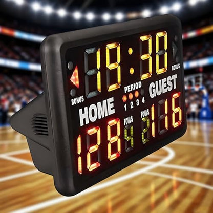 Led Basketball Scoreboard with Timer, 328ft Viewing Distance Digital Scorekeeper, Tabletop Portable Electronic Score Board for Ping Pong, Pickleball, Volleyball, Gym & Game Room