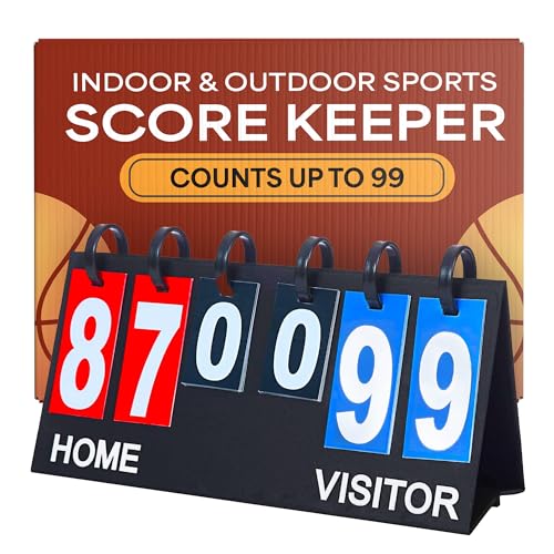Upstreet Scoreboard/Score Keeper for Indoor & Outdoor Sports - Ping Pong/Baseball/Tennis/Basketball Scoreboard or Varsity Scoreboards/Volleyball Scorekeeper - Portable Scoreboard Flips up to 99 - color: Multicolor