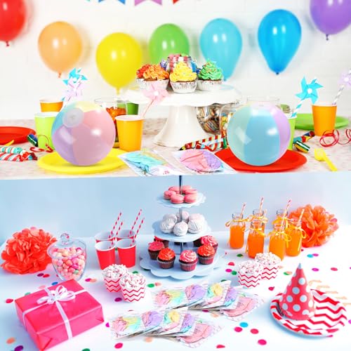 MiniInflat 24 Set End of Year Classroom Students Gifts from Teacher 10 Inch Inflatable Beach Balls Bulk Jumbo Big Beach Balls for Kids Summer Swimming Party Favor Water Games Supplies - color: Pastel Color