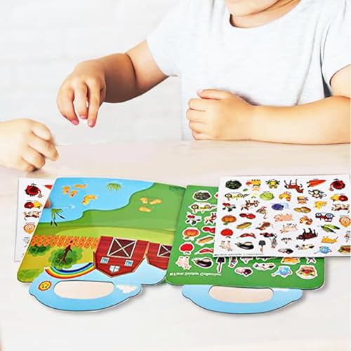 Reusable Sticker Book for Kids, Farm Stickers Educational Learning Toys Travel Stickers Activity Books for Toddler Girls Boys Age 3+ Birthday Gifts - style: Farm