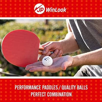 JP WinLook Ping Pong Paddles Sets - Portable Table Tennis Paddle Set with Ping Pong Paddles Professional Case & Ping Pong Balls - Premium Table Tennis Racket Player Set for Indoor & Outdoor Games - style: Red/Black 4 Paddle Set