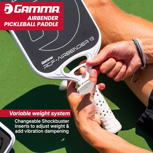 GAMMA RCF Airbender Pickleball Paddle, Raw Carbon Fiber, Customizable Handle Weight System & Aerodynamic Open Throat w/Shock Absorbing Gel Insert, 22mm & 16mm - style: 16MM - Paddle Only