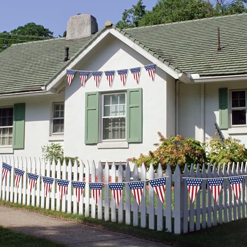 100FT 4th of July Decorations, 60Pcs Pennant Fourth of July Banner, 7.8 x 11.8 Inches Fourth of July American Flags for Outside 4th of July Accessories Independence Day Patriotic Party Parade Decor - style: 4th of July
