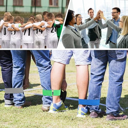 12 Pcs 3 Legged Race Bands Firm Elastic Tie Kids Outdoor Games Teamwork Birthday Party Game for Adults & family Field Day Carnival Theme Outside Yard Games