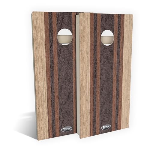 Skip's Garage Trex All-Weather Cornhole Boards | 100% Waterproof Corn Hole Game Set | ECO-Friendly Weatherproof PVC Composite | Choose from 50+ Design & Accessory Options - color: Carmel Stripes, size: C. Include LED Lights