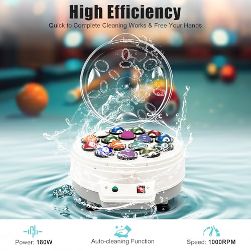 Automatic Pool Ball Cleaner Machine 16 Balls Billiard Ball Cleaner and Polisher 180W Electric Pool Ball Polishing and Cleaning Machine for American/British Billiards 16 Balls