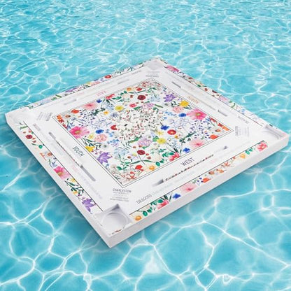 32x32 Inch Large Mahjong Floating Game Table for Pool Swimming Pool and Hot Tub Float Board for Mahjong Card Games Dominoes Poker Adults Pools Game Tray for Summer Beach Indoor Outdoor(Floral) - style: Floral