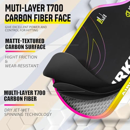 Pickleball Paddles - T700 Carbon Fiber Paddle with Honeycomb Core Pickleball Rackets - Lightweight Precision & Enhanced Shock Absorption for High SPI