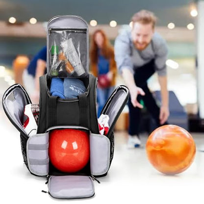 DSLEAF Bowling Ball Backpack With Side Shoe Pocket for US Mens 16, Large Capacity Bag for 1 Ball and Shoes