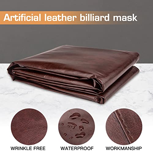 Pool Table Cover 8 Feet Leather/Brown/Waterproof Billiard Table Covers, 8ft Pool Table Covers Outdoor for Billiard Pool Table