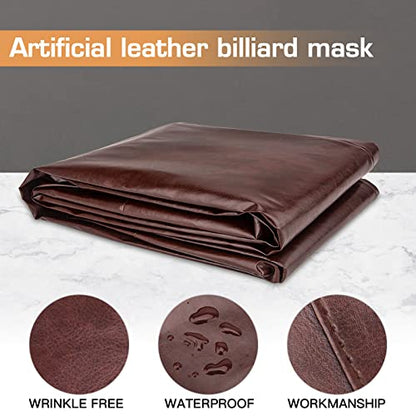 Pool Table Cover 8 Feet Leather/Brown/Waterproof Billiard Table Covers, 8ft Pool Table Covers Outdoor for Billiard Pool Table