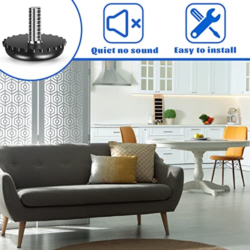 Dunzy 120 Pieces 1/4-20 Adjustable Furniture Levelers Galvanized Steel Screw in Threaded Leveling Feet Screw On Furniture Glide Leveling for Table Chair Cabinet Legs