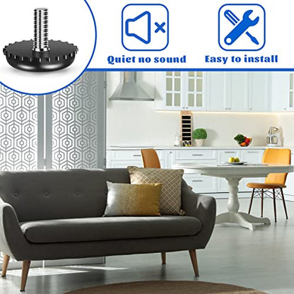 Dunzy 120 Pieces 1/4-20 Adjustable Furniture Levelers Galvanized Steel Screw in Threaded Leveling Feet Screw On Furniture Glide Leveling for Table Chair Cabinet Legs