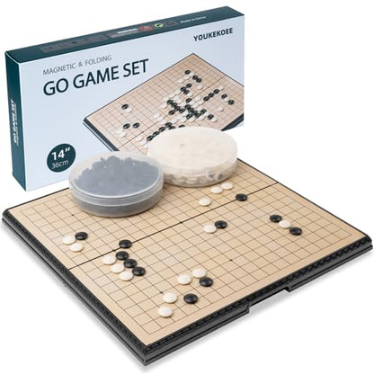 Go Set Magnetic Foldable Portable Travel Game Set go Game Board 19 x19 14.36 inches Suitable for Beginners Professionals Children and Adults it can Also be Used for Teaching