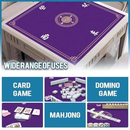 Mahjong Mat, Non-Slip Noise Reducing Game Mat, 31.5 Inch Mahjong Table Mat,Mahjong Mat with Cloth Bag and Carton Storage,Suitable for Mahjong, Dominoes, Solitaire and Other Games. (Purple) - color: Purple