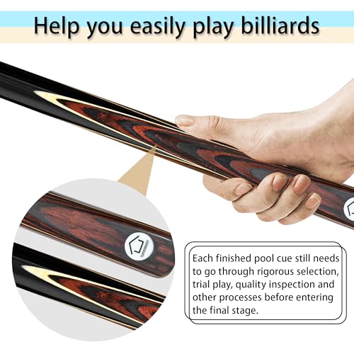 HomeSeason 57inch Snooker Cue Stick 18oz 3/4 Jointed Pool Cue, with Extension, Cue Case, Durable Ash Wood and Red Maple Construction Billiards Cue - color: HSS04