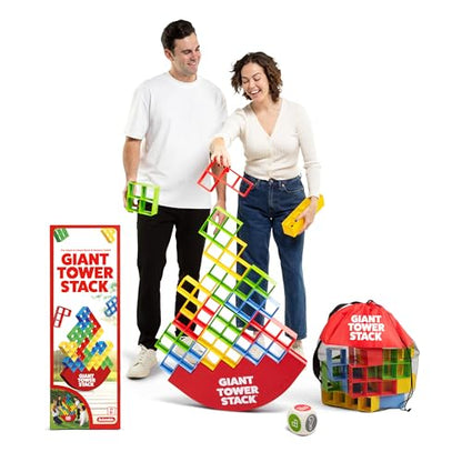 Giant Tower Stack by Relatable - Nappa Award 2026 Winner, The Jumbo Block Game Where You Balance Building Blocks - Ultimate Outdoor Games, Yard Games for Adults & Family Games Challenge, Ages 8+ - style: Giant Tower Stack