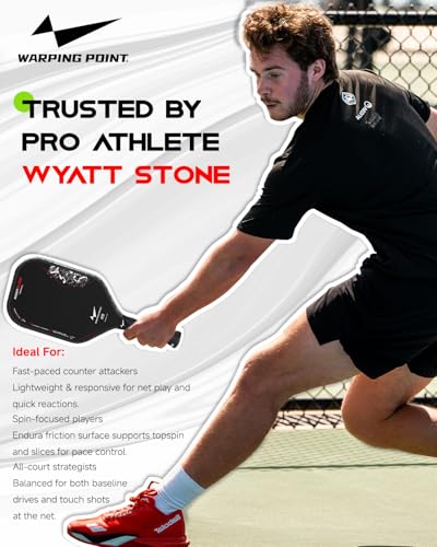 Nightblade Raw Carbon Fiber Pickleball Paddle, Foam Filled Polymer Honeycomb Core, UPA-A & USAPA Approved, Endura Friction Surface, Long Handle for Two Handed Backhand, Enhanced Impact Feel & Spin - style: 16mm