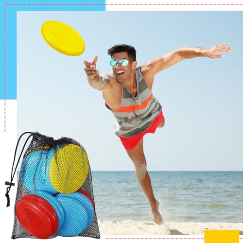 18 Pcs Mini Flying Disc Game Set 4.6" Interactive Adult Outdoor Sport Plastic Flying Disc Yard Outside Fun Toss Game for Beach Lawn Backyard Park Camping Family Outdoor Activities