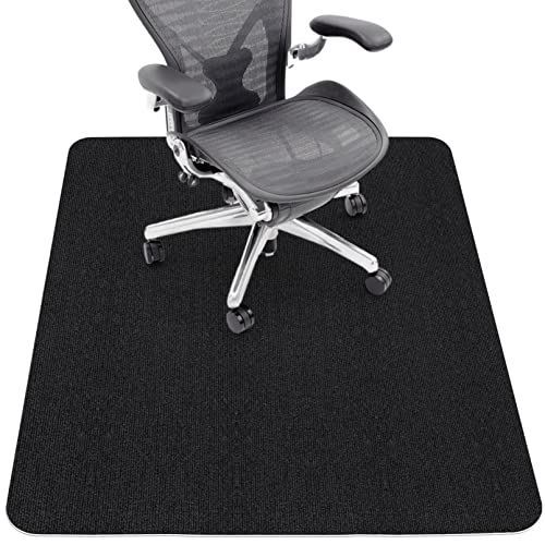 Sycoodeal Office Chair Mat for Hardwood Floor,Office Computer Gaming Chair Mat for Tile Floor,Large Floor Protector Rug,Anti-Slip,Easy to Clean,Pure Black(48"x36") - color: Black (1 Pack), size: 36*48"