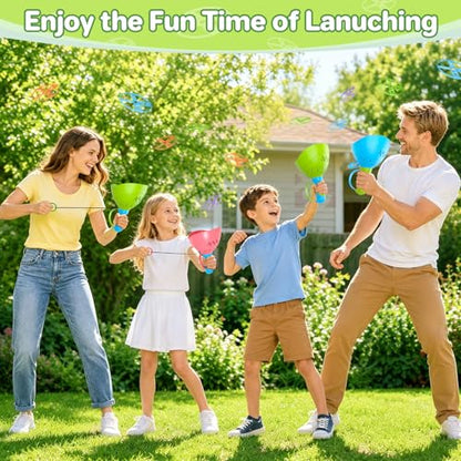 Outdoor Toys for Kids Ages 4-8, 4 Pack Flying Disc Launcher Toy for Kids, Outside Yard Manual Capture Game Toys for Toddlers 3-5, Flying Catching Games for Boys Girls Christmas Easter Birthday Gifts