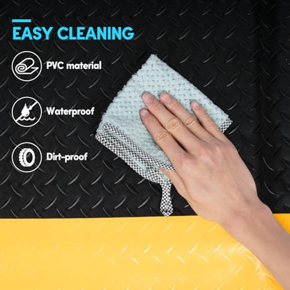 2 x 7 FT Anti Fatigue Mats Industrial 15/16 Inch Thick Soft Sponge Ergonomic Mat Durable Heavy Duty Diamond Plate for Standing Non Slip Industrial Grade Floor Mat for Leg & Back Pain - size: 83.9"L x 23.6"W x 0.9"Th