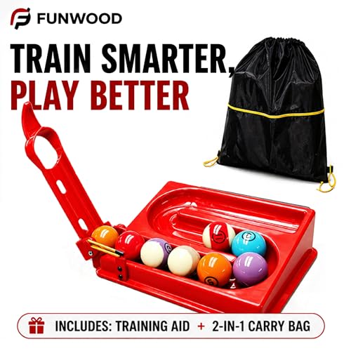 Pool Ball Rack Training Aid Kit, Billiard Pool Accessories with Precision Training Rack, Portable Backpack with Spare Parts, Pool Table Practice Tool, Gift for Pool Players - color: Red