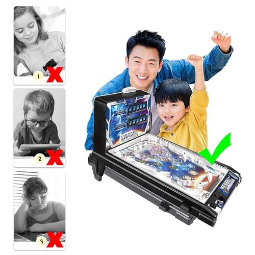 PHATM Retro Mini Tabletop Marble Game Electronic Pinball Game with Lights Sounds Desktop Marble Arcade Machine for Small Rooms or Apartments