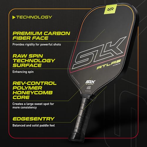 Selkirk Sport SLK Atlas Pickleball Paddle | Carbon Fiber Honeycomb - color: Red, size: Max (All-Around Paddle)