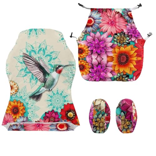 Suobstales Boho Mandala Hummingbird Pattern Gaming Chair Covers, Stretchable Office Computer Chair Slipcover with Armrest Covers, Elastic Seat Protector for Office Reclining Racing Game Chair - color: Boho Mandala Hummingbird
