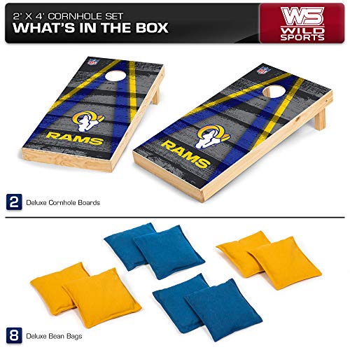 NFL Pro Football 2' x 4' Wood Direct Print Tournament Cornhole Set by Wild Sports, Comes with 8 Bean Bags - Perfect for Tailgate, Outdoor, Backyard