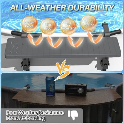 BoYata Pool Bar, Above Ground Poolside Bar Table, 49.4×9.6" Stable & Large Pool Side Table Holds 110LBS, Durable Above Ground Pool Accessories, Swim Up Bar for Round & Oval Frame Swimming Pools - color: Dark Gray