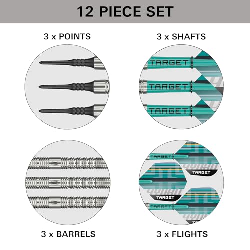 Target Darts Hydro Soft Tip Dart Set (Barrel 12), 18G/20G | 90% Tungsten Darts, Pro Ultra No.6 Flights, Pro Grip Tag Shafts, Pixel Tips | Professional Dart Sets