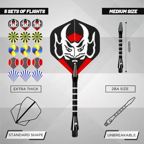 Darts Plastic Tip - 15 Pack Soft Tip Darts Set for Electronic Dartboard - 18 Grams Soft Darts Set with 100 Extra Dart Tips, Aluminum Shafts, Dart Flights, Flight Protectors and Rubber O-Rings