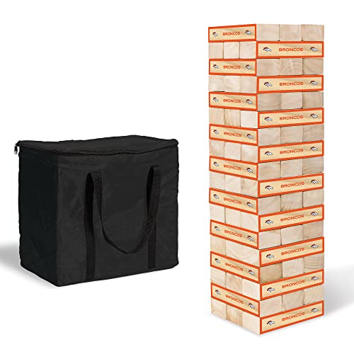 Wild Sports NFL Giant Stacking Wooden Blocks – Tumbling Tower Classic Family Game Stacks – Great Gift for Any Football Fan! - color: Denver Broncos