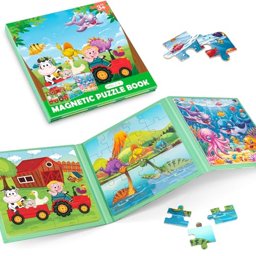 Animal Magnetic Puzzles for Toddlers 3-5, Travel Toys for Kids Ages 4-6, Educational Learning Magnets, Ideal Road Trip Activities for 3 4 5 6 Boys and Girls - style: Animal